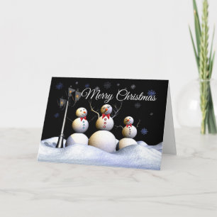 Tarjeta Festiva Tres Alegres Cifras De Nieve En Un País Maravillos