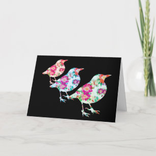 Tarjeta Festiva Tres Aves Florales Día de la Madre