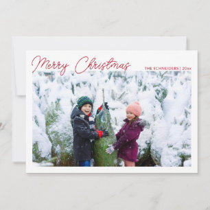 Tarjeta Festiva Tres Collage de Fotos Rojo Escritura Merry Christm