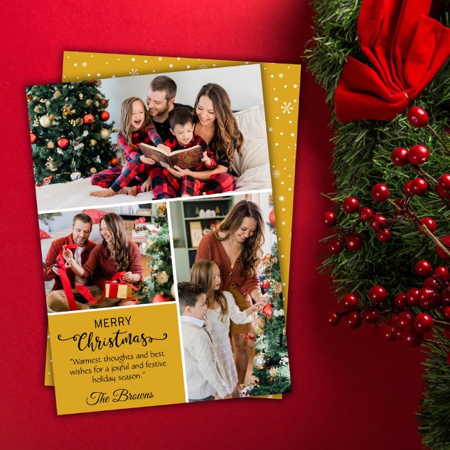 Tarjeta Festiva Tres collages de fotos modernos, lindos y simples  (Front/Back )