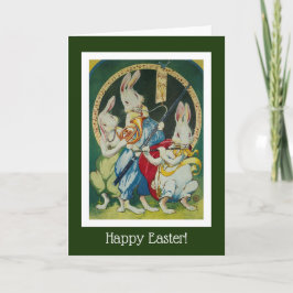 Tarjeta Festiva Tres Conejos Musicales Perfectos para Pascua
