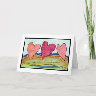 Tarjeta Festiva Tres corazones