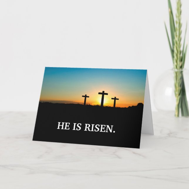 Tarjeta Festiva Tres cruces en Pascua de Calvario (Anverso)