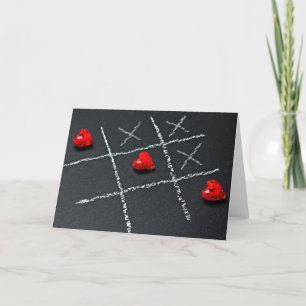 Tarjeta Festiva Tres en raya Corazones Día de San Valentín lindo