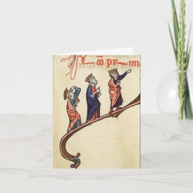 Tarjeta Festiva Tres esposas siguiendo la estrella de los Navidade (Anverso)