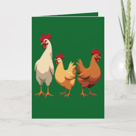 Tarjeta Festiva Tres esténcil de corte de gallinas francesas