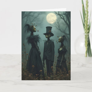 Tarjeta Festiva Tres Figuras de Halloween