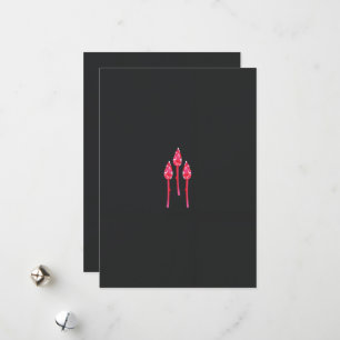 Tarjeta Festiva Tres flores rosas con fondo negro