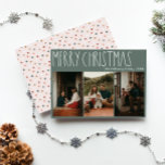Tarjeta Festiva Tres fotos de los Navidades del Punto Verde del Bo<br><div class="desc">Esta tarjeta de vacaciones de tres fotos para Navidades de polka boho verde es perfecta para su moderno saludo de vacaciones inspirado en una casa de campo bohemia. El clásico estilo rústico, aunque delicado, le confiere un aspecto muy original, conservándolo en lo lindo y sencillo. Los puntos de polka vienen...</div>