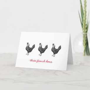 Tarjeta Festiva Tres gallinas francesas