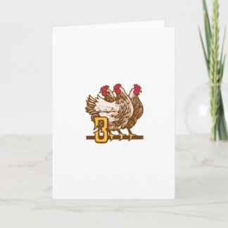 Tarjeta Festiva Tres gallinas francesas