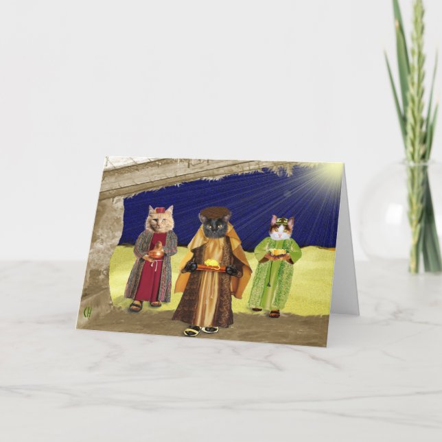 Tarjeta Festiva tres gatos (Anverso)