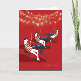 Tarjeta Festiva Tres gatos franceses… Día de fiesta