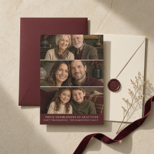 Tarjeta Festiva Tres Generaciones de Gratitud Personalizadas