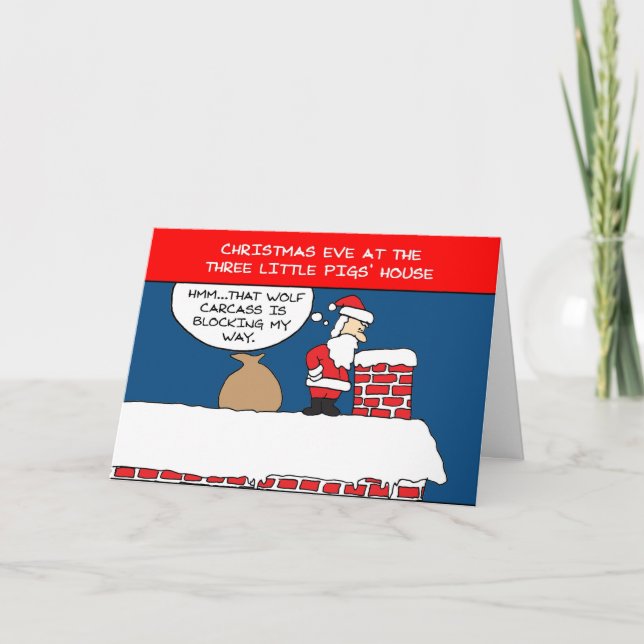 Tarjeta Festiva Tres Navidades Cerditos (Anverso)