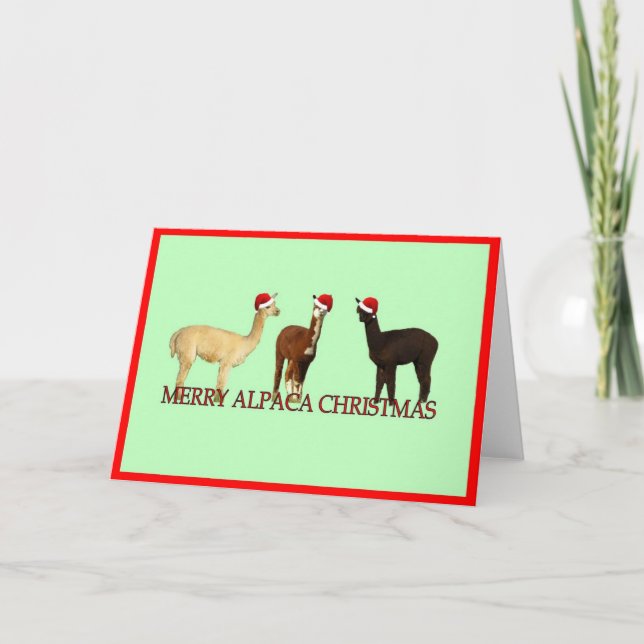 Tarjeta Festiva Tres Navidades de Alpacas (Anverso)