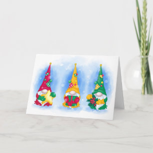 Tarjeta Festiva Tres Navidades de Gnomes