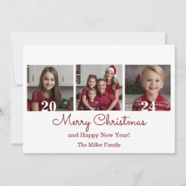 Tarjeta Festiva Tres Navidades simples fotográficas