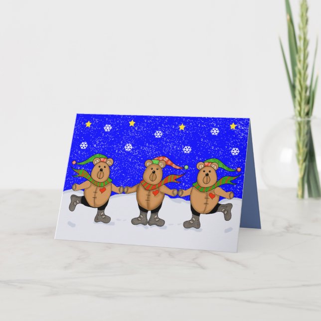 Tarjeta Festiva Tres osos para Navidades (Anverso)