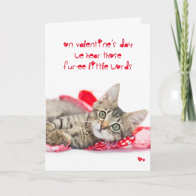 Tarjeta Festiva Tres pequeñas palabras gatito Valentine (Anverso)