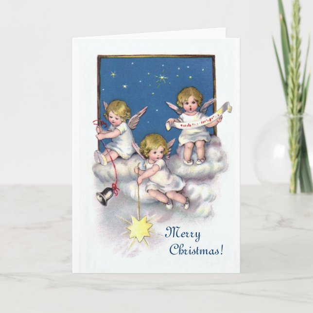 Tarjeta Festiva Tres pequeños ángeles (Anverso)