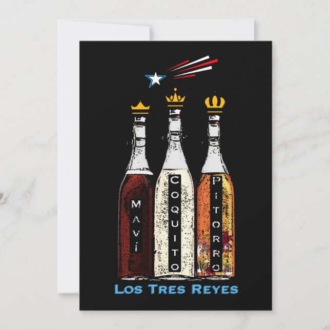 Tarjeta Festiva Tres Reyes Boricuas puertorriqueños (Anverso)