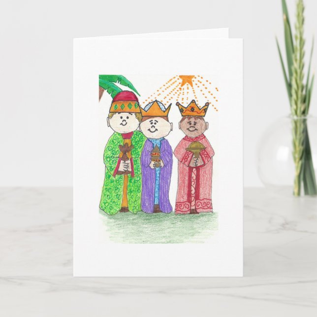 Tarjeta Festiva Tres reyes de chicos (Anverso)