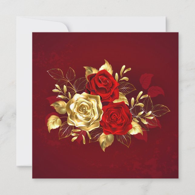 Tarjeta Festiva Tres Rosas Joyas (Anverso)