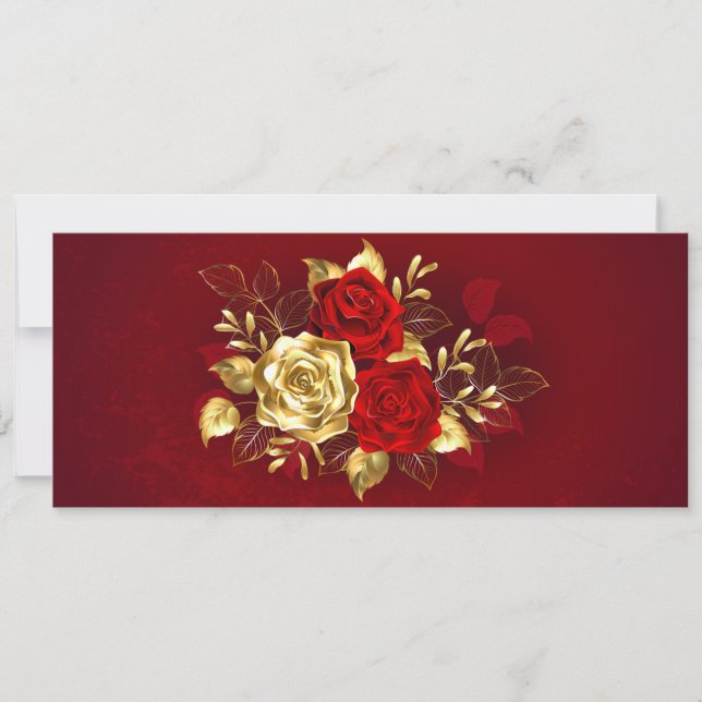Tarjeta Festiva Tres Rosas Joyas (Anverso)