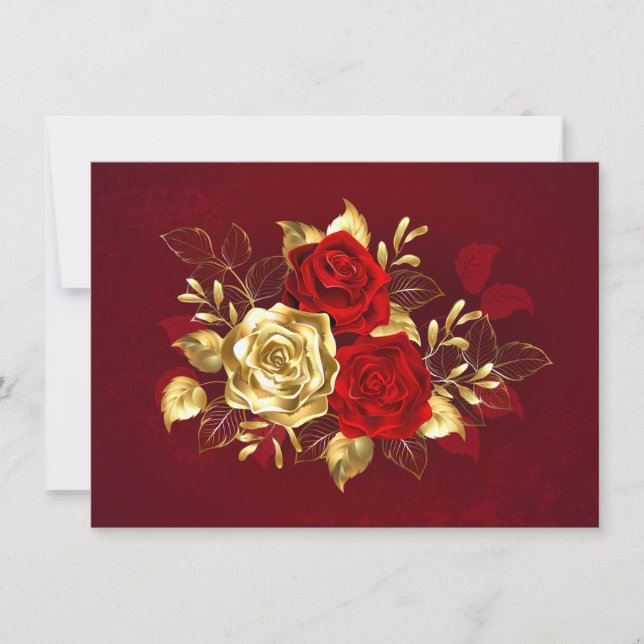 Tarjeta Festiva Tres Rosas Joyas (Anverso)