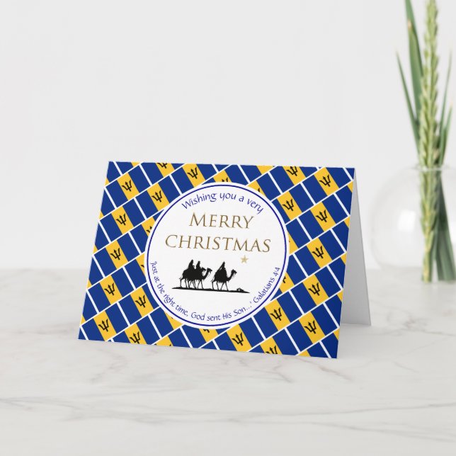 Tarjeta Festiva Tres sabios Navidades de BARBADOS (Anverso)