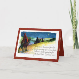 Tarjeta Festiva Tres sabios siguen la estrella a Belén