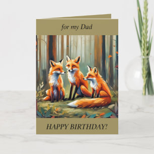 Tarjeta Festiva Tres zorros en la carta de cumpleaños del bosque