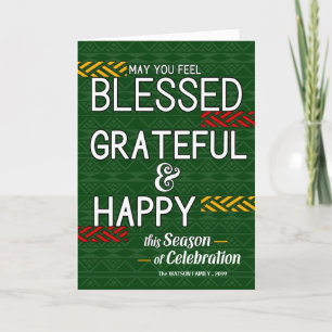 Tarjeta Festiva Tribu Bendita, Agradecida y Feliz con Nombre