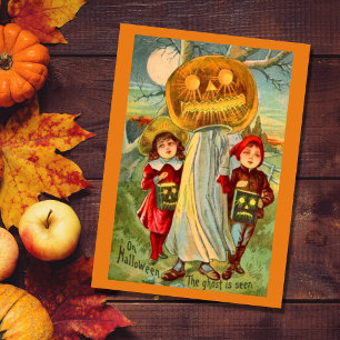 Tarjeta Festiva Trick O Tratamiento De Niños Vintage Halloween