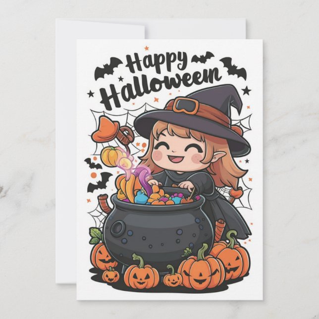 Tarjeta Festiva Trickster Simple Happy Halloween (Anverso)