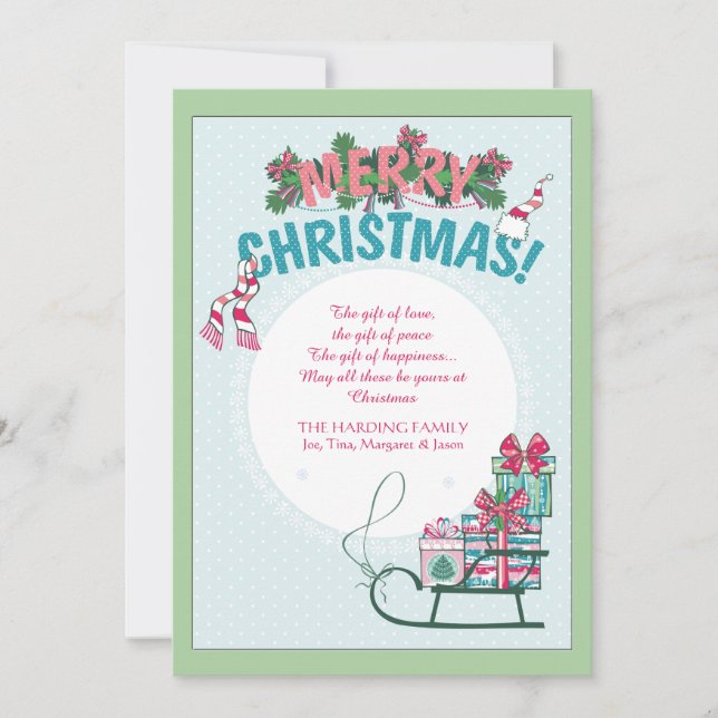 Tarjeta Festiva Trineo de Regalos (Anverso)