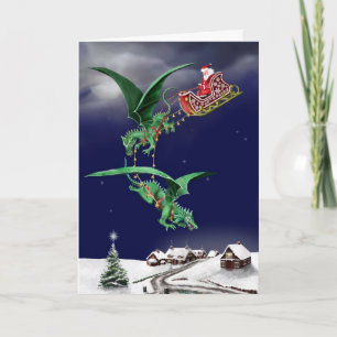 Tarjeta Festiva Trineo del dragón de Santas