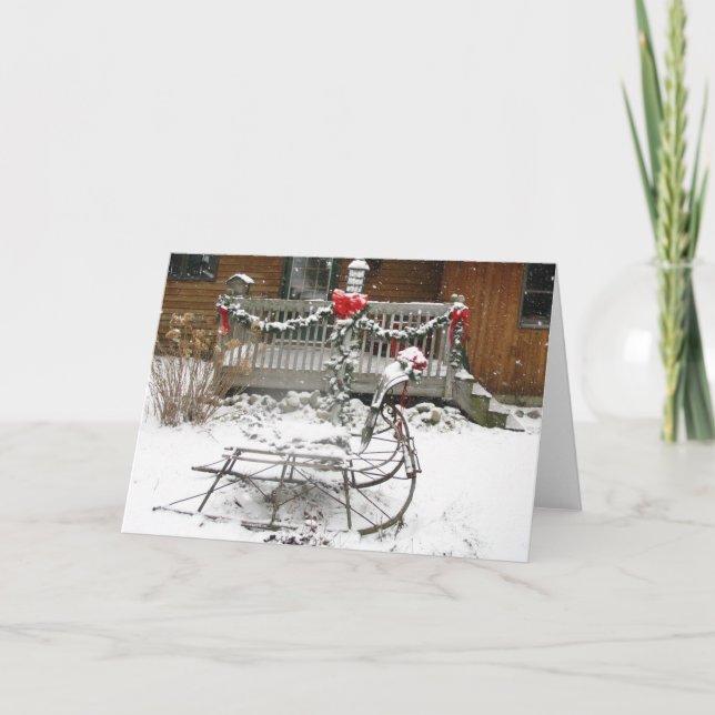 Tarjeta Festiva Trineo del invierno (Anverso)