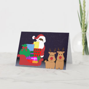 Tarjeta Festiva trineo negro santa