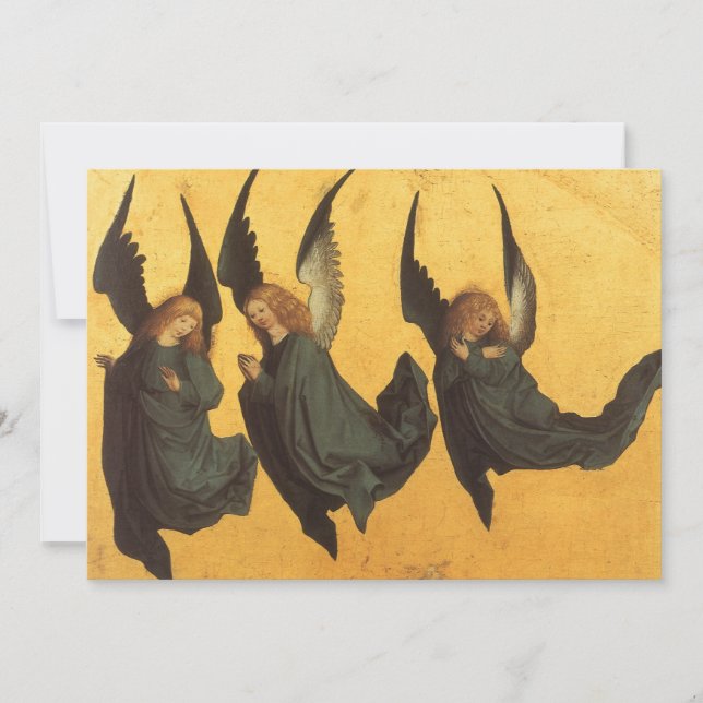 Tarjeta Festiva Trío de ángeles renacentistas por maestro de House (Anverso)