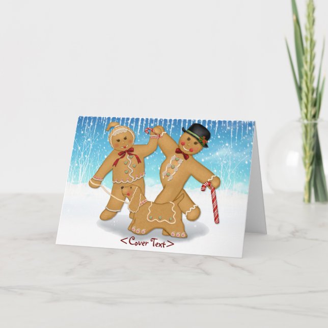 Tarjeta Festiva Trío del pan de jengibre (Anverso)