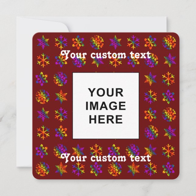 Tarjeta Festiva Trippy Snowflakes (Anverso)