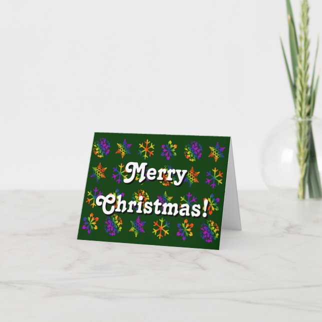Tarjeta Festiva Trippy Snowflakes (Anverso)
