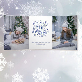 Tarjeta Festiva Tríptica 3 grandes Navidades de fotos moras y brillantes