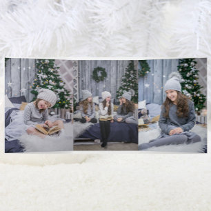 Tarjeta Festiva Tríptica 4 Grandes Fotos Feliz y Brillante Navidad