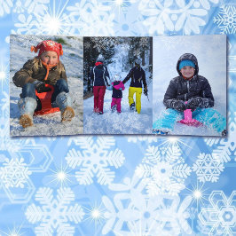 Tarjeta Festiva Tríptica 4 Grandes fotos Ventana Snowflake Overlay Navidade