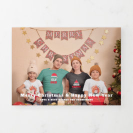 Tarjeta Festiva Tríptica 6 Fotoaño En Vista Del Boletín De Navidades Combin