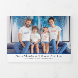 Tarjeta Festiva Tríptica 6 Photo Year In View Newsletter combinado con Tri-