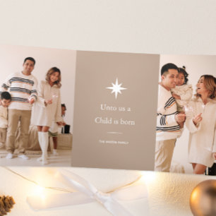 Tarjeta Festiva Tríptica A nosotros nos ha nacido un niño Foto Collage Navi